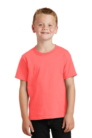 Port & Company Youth Beach Wash Garment-Dyed Tee (Neon Coral)