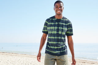 Port & Company Allover Stripe Tie-Dye Tee (Turquoise/ Team Navy)