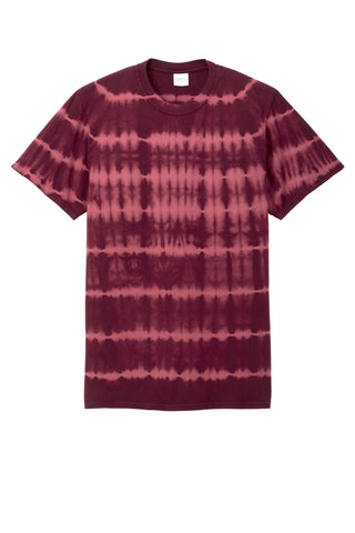 Port & Company Allover Stripe Tie-Dye Tee (Merlot/ Burgundy)