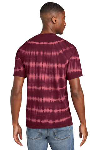 Port & Company Allover Stripe Tie-Dye Tee (Merlot/ Burgundy)