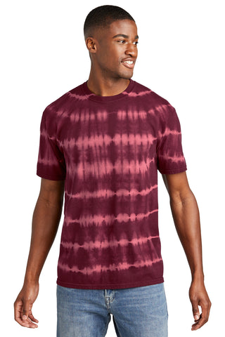 Port & Company Allover Stripe Tie-Dye Tee (Merlot/ Burgundy)