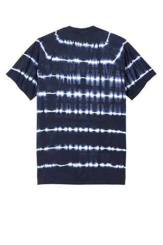 Port & Company Allover Stripe Tie-Dye Tee (True Navy/ White)