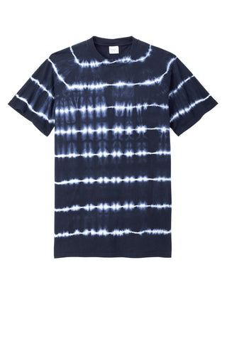 Port & Company Allover Stripe Tie-Dye Tee (True Navy/ White)