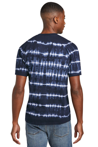 Port & Company Allover Stripe Tie-Dye Tee (True Navy/ White)