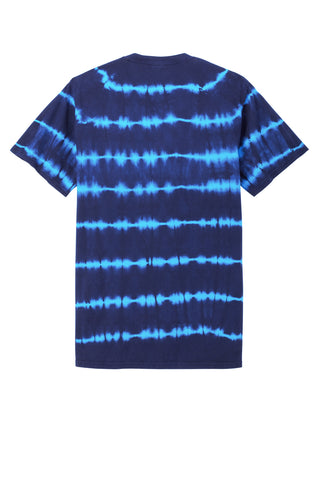 Port & Company Allover Stripe Tie-Dye Tee (Turquoise/ Team Navy)