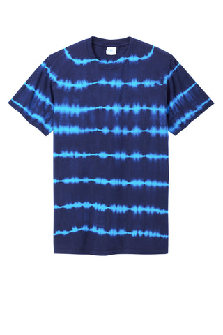 Port & Company Allover Stripe Tie-Dye Tee (Turquoise/ Team Navy)