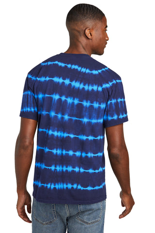 Port & Company Allover Stripe Tie-Dye Tee (Turquoise/ Team Navy)