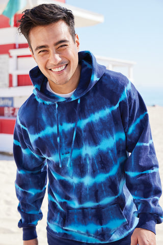 Port & Company Allover Stripe Tie-Dye Fleece (True Navy/ White)