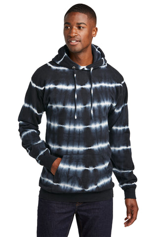 Port & Company Allover Stripe Tie-Dye Fleece (Black/ White)