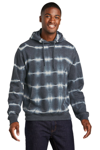 Port & Company Allover Stripe Tie-Dye Fleece (Graphite/ Light Grey)