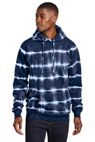 Port & Company Allover Stripe Tie-Dye Fleece (True Navy/ White)