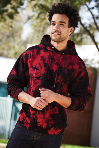 Port & Company Crystal Tie-Dye Pullover Hoodie (Black/ Teal)