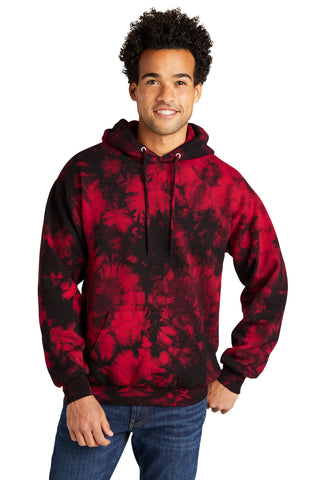 Port & Company Crystal Tie-Dye Pullover Hoodie (Black/ Red)