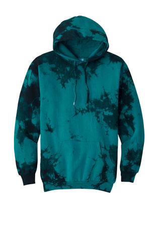 Port & Company Crystal Tie-Dye Pullover Hoodie (Black/ Teal)