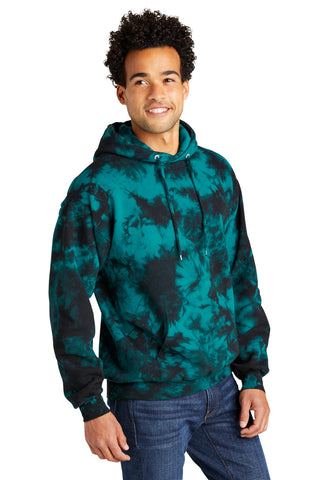 Port & Company Crystal Tie-Dye Pullover Hoodie (Black/ Teal)