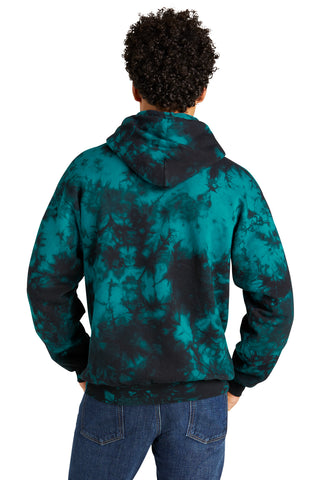 Port & Company Crystal Tie-Dye Pullover Hoodie (Black/ Teal)