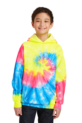 Port & Company Youth Tie-Dye Pullover Hooded Sweatshirt (Neon Rainbow)