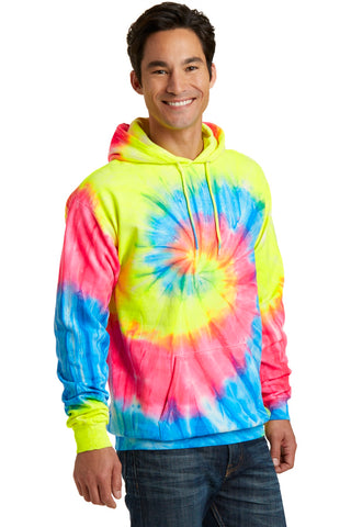Port & Company Tie-Dye Pullover Hooded Sweatshirt (Neon Rainbow)