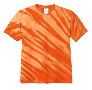 Port & Company Tiger Stripe Tie-Dye Tee (Orange)