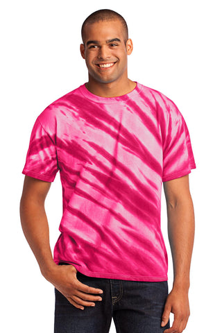 Port & Company Tiger Stripe Tie-Dye Tee (Pink)