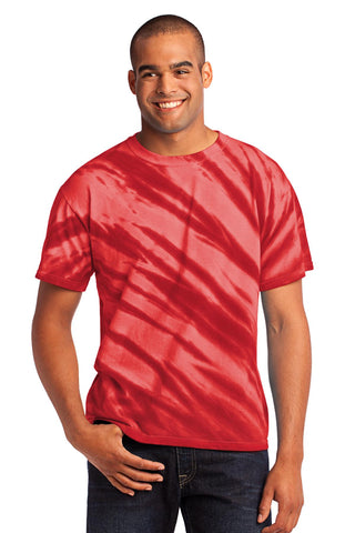 Port & Company Tiger Stripe Tie-Dye Tee (Red)