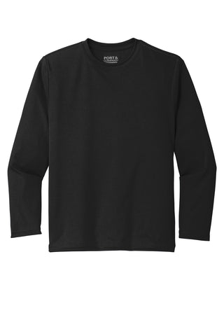 Port & Company Youth Long Sleeve Performance Tee (Jet Black)