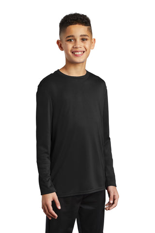 Port & Company Youth Long Sleeve Performance Tee (Jet Black)