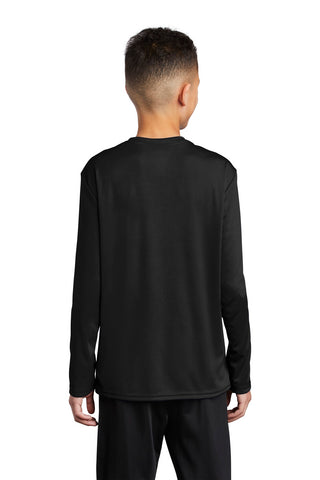 Port & Company Youth Long Sleeve Performance Tee (Jet Black)