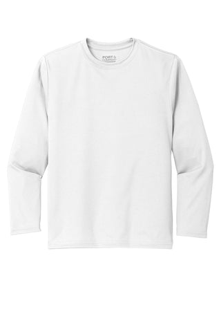 Port & Company Youth Long Sleeve Performance Tee (White)