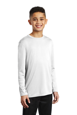 Port & Company Youth Long Sleeve Performance Tee (White)