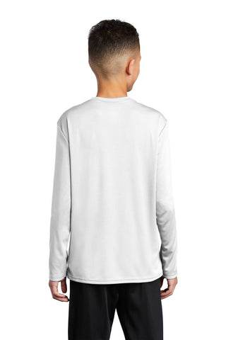 Port & Company Youth Long Sleeve Performance Tee (White)