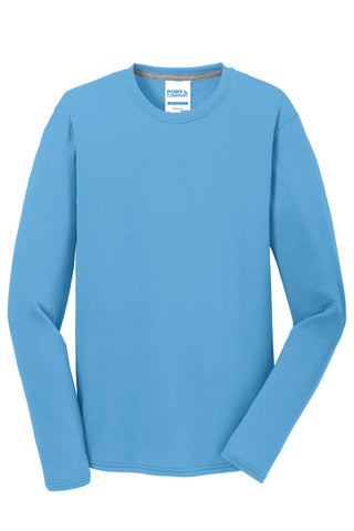 Port & Company Long Sleeve Performance Blend Tee (Aquatic Blue)