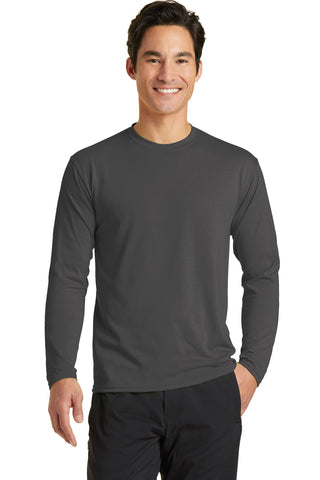 Port & Company Long Sleeve Performance Blend Tee (Charcoal)