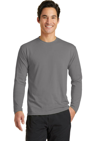 Port & Company Long Sleeve Performance Blend Tee (Medium Grey)