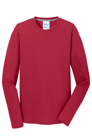 Port & Company Long Sleeve Performance Blend Tee (Red)