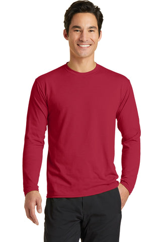 Port & Company Long Sleeve Performance Blend Tee (Red)