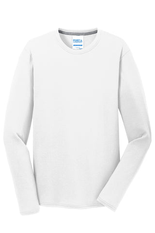 Port & Company Long Sleeve Performance Blend Tee (White)