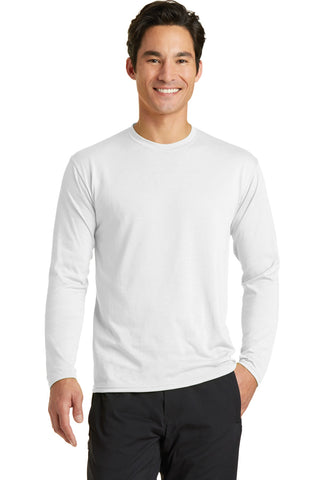 Port & Company Long Sleeve Performance Blend Tee (White)