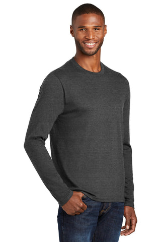 Port & Company Long Sleeve Fan Favorite Blend Tee (Black Heather)