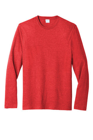 Port & Company Long Sleeve Fan Favorite Blend Tee (Bright Red Heather)