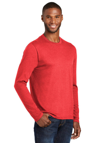 Port & Company Long Sleeve Fan Favorite Blend Tee (Bright Red Heather)