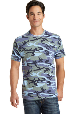 Port & Company Core Cotton Camo Tee (Woodland Blue Camo)