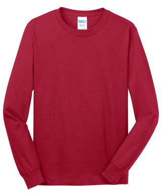 Port & Company Long Sleeve Core Cotton Tee (Red)
