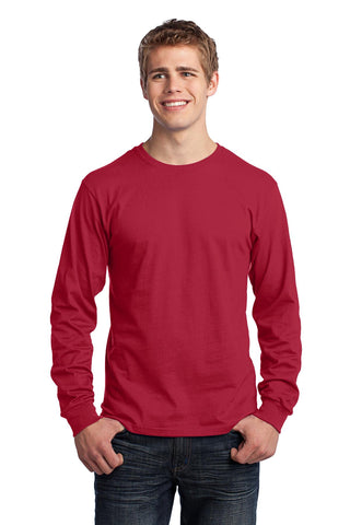 Port & Company Long Sleeve Core Cotton Tee (Red)