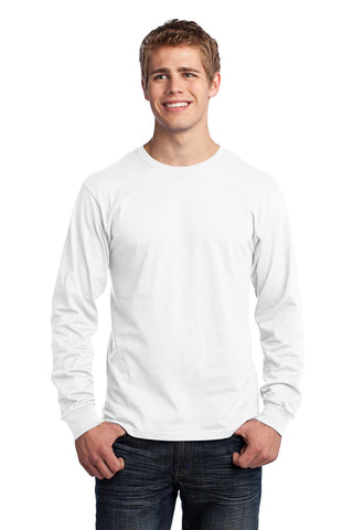 Port & Company Long Sleeve Core Cotton Tee (White)