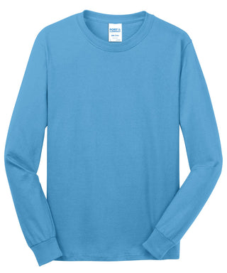 Port & Company Long Sleeve Core Cotton Tee (Aquatic Blue)