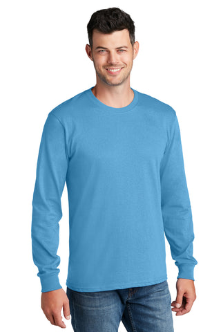 Port & Company Long Sleeve Core Cotton Tee (Aquatic Blue)