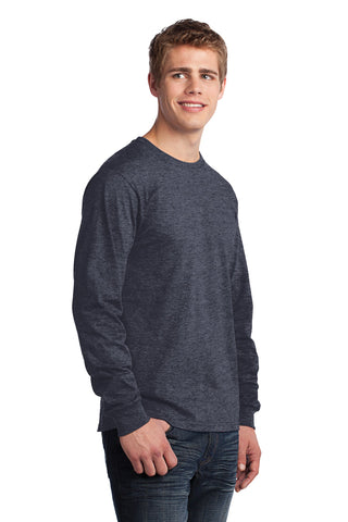 Port & Company Long Sleeve Core Cotton Tee (Heather Navy)