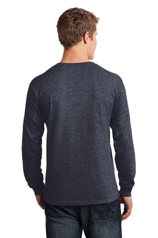 Port & Company Long Sleeve Core Cotton Tee (Heather Navy)