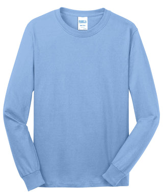 Port & Company Long Sleeve Core Cotton Tee (Light Blue)